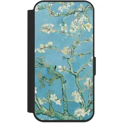 Nivocase Klapphülle für Apple iPhone 15 Pro Handyhülle aus Kunst Leder NIVOflip schwarz Kunst Malerei (Apple iPhone 15 Pro), Smartphone Hülle, Schwarz