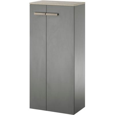 Midischrank HOME AFFAIRE "SOLiD, Badschrank im modernen Design, Schrank mit Holzgriffen", grau (anthrazit), B:51cm H:115cm T:30cm, Schränke, Midischrank, in zwei Farben verfügbar, mit Stauraum, stehend o. hängend montierbar