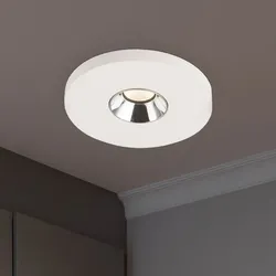Einbaustrahler Gips weiß Einbauleuchte Küchenlampe Deckenleuchte Einbaulampe, Chrom, LED 4,2W 200Lm warmweiß, DxH 9x6 cm