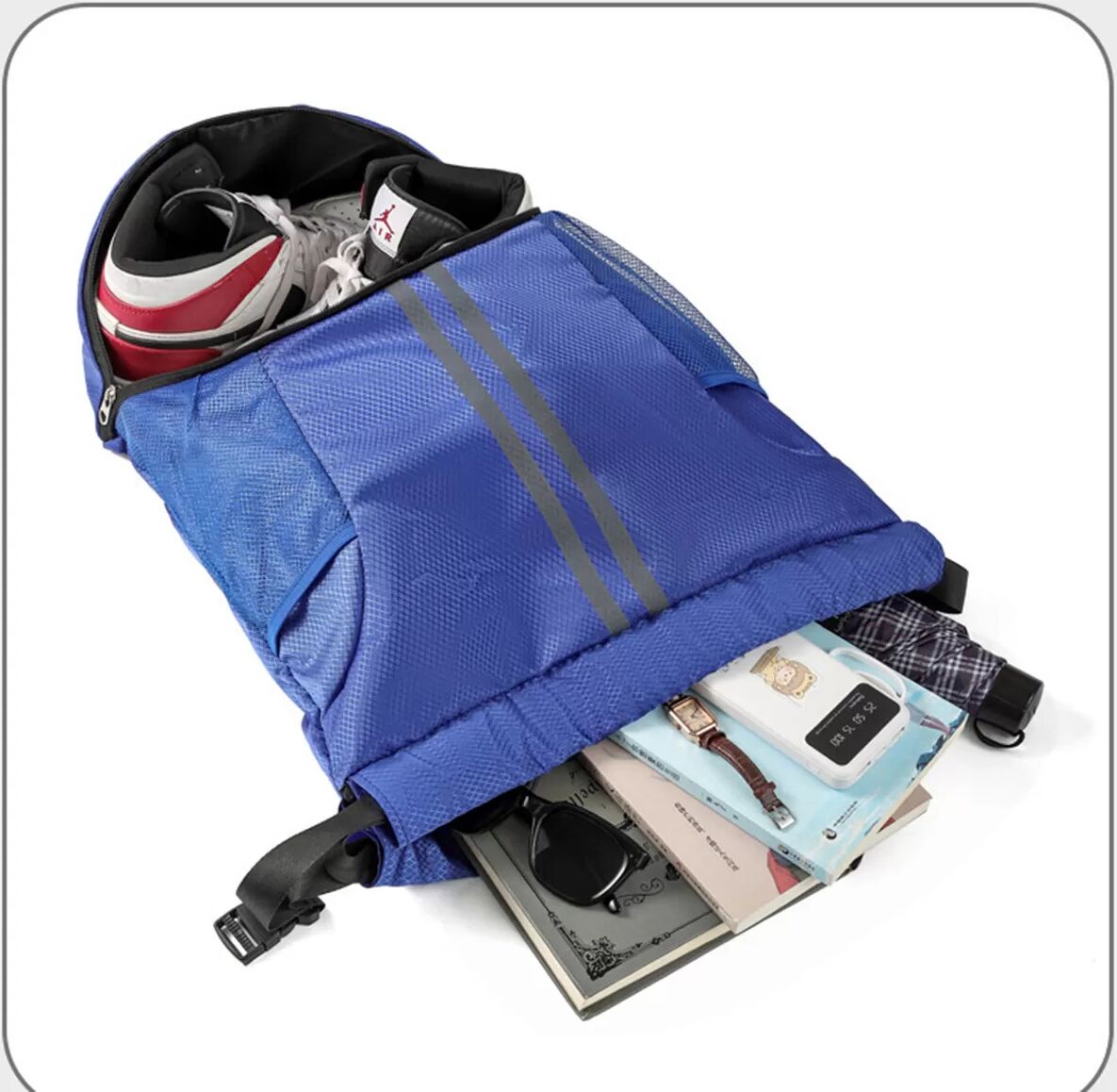 INF Sac à Dos de Basket-ball Grande Capacité avec Compartiment à Chaussures Bleu