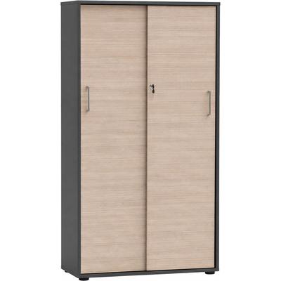 Schiebetürenschrank SCHILDMEYER "METZ, Aktenschrank abschließbar, Höhe 150 cm, MADE IN GERMANY", anthrazit, canello, B:80,1cm H:150cm T:38,2cm, FSC-zertifizierter Holzwerkstoff, Schränke, Schiebetürenschrank, Fronten in Canello, MADE IN GERMANY