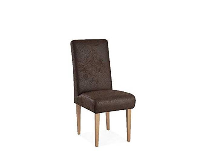 CAVADORE Esszimmerstuhl Kira / Polsterstuhl für Küche, Esszimmer oder Wohnküche in Lederoptik / Passend zur Küchengarnitur Kira / 48 x 103 x 62 / Hochwertiges Mikrofaser: Braun