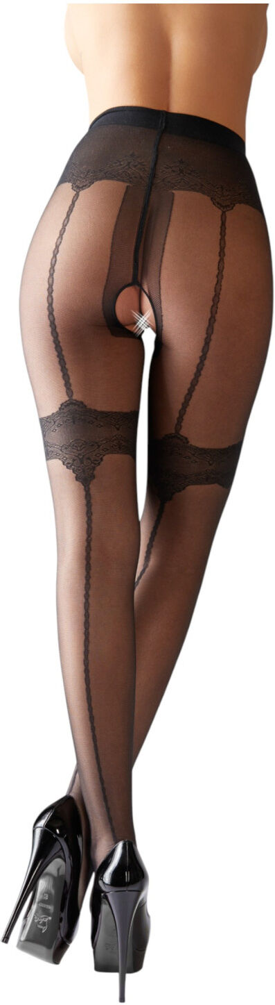 Cottelli - Exclusive Patterned Open Stockings (Black) - 4