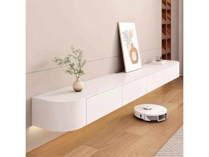 tv schrank Komplett montierter schwebender TV-Ständer zur Wandmontage Entertainment Center Moderne Medienkonsole mit verstecktem Speicher