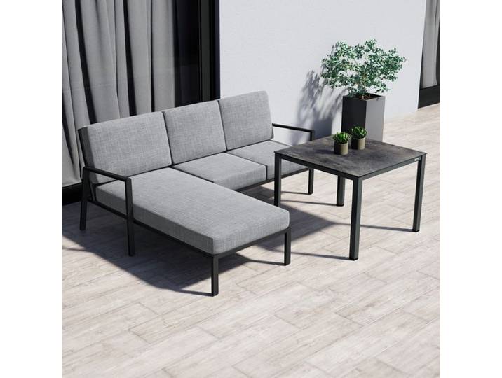 Kettler Zenith Dininglounge Tisch 95x95cm Aluminium/Olefin Dunkelgrau Hellgrau