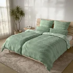 SOFT WAVE Wendebettwäsche Streifen & Blüten Mikrofaser Seersucker Doppelbett, 6tlg.