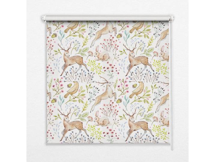 Tulup Innenrollo - Fensterrollo - Rollo - 120x140 cm - Reh und Rothirsch, Braun, Kunststoff, Rechteckig, 120x140x0.5 cm, Heimtextilien, Vorhänge, Rollos