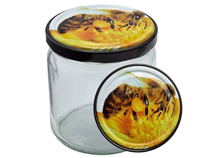 Imkado Twist-Off Honigglas mit Metalldeckel 500g Biene 1 Paket (96 Stk)