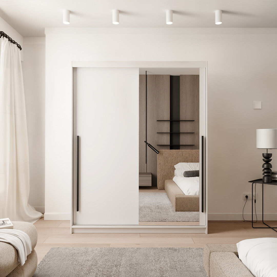 Brayden Studio Manufactured Wood Wardrobe White 205cm H x 160cm W x 60cm D