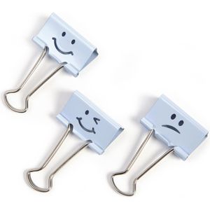 RAPESCO Foldbackklammern 1353, Emoji, 32mm, hellblau, aus Metall, 20 Stück
