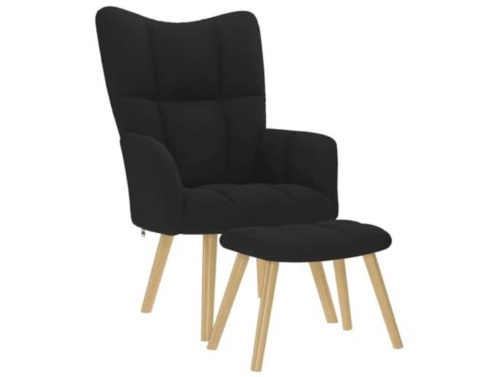 vidaXL Relaxsessel mit Hocker Schwarz Stoff