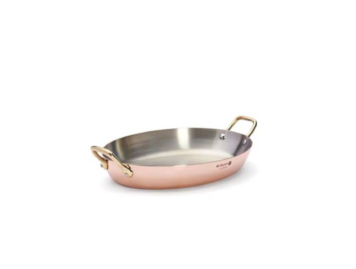 DE BUYER 6451.32 Ovale Auflaufform, Kupfer/Edelstahl, 2 A, Messing, 32 cm, Rich Copper