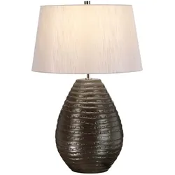 Designleuchte Beistellleuchte Tischlampe E27 Keramik graphit Seide silber H 66cm