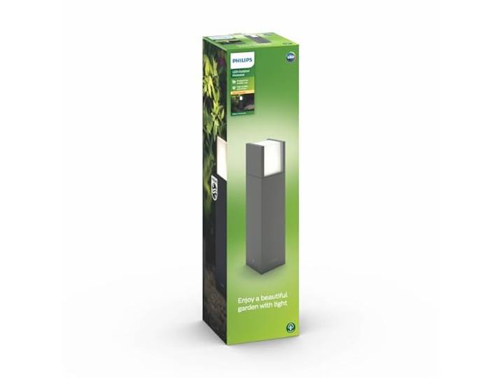 PHILIPS Arbour LED Outdoor Sockelleuchte (6 W), 700lm, wetterfeste Außenleuchte mit warmweißem Licht, energiesparende LED Beleuchtung, anthrazit