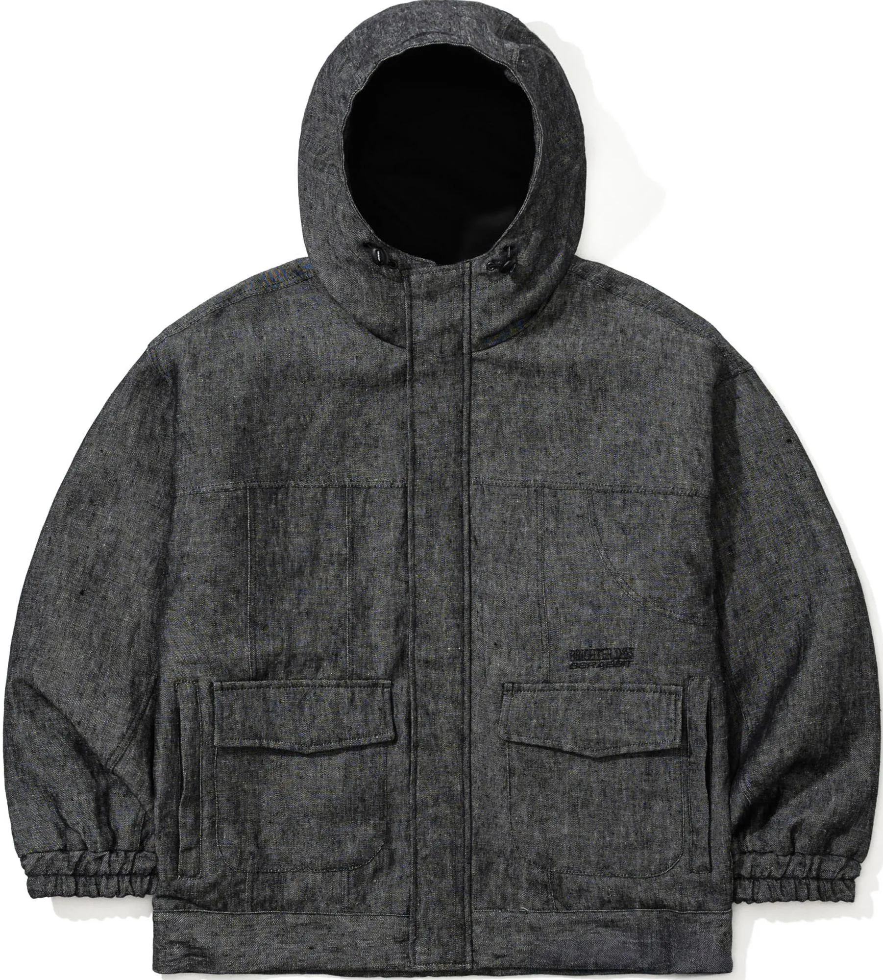 Bs Rabbit Classy Linen Wide Hooded Jacket BLACK
