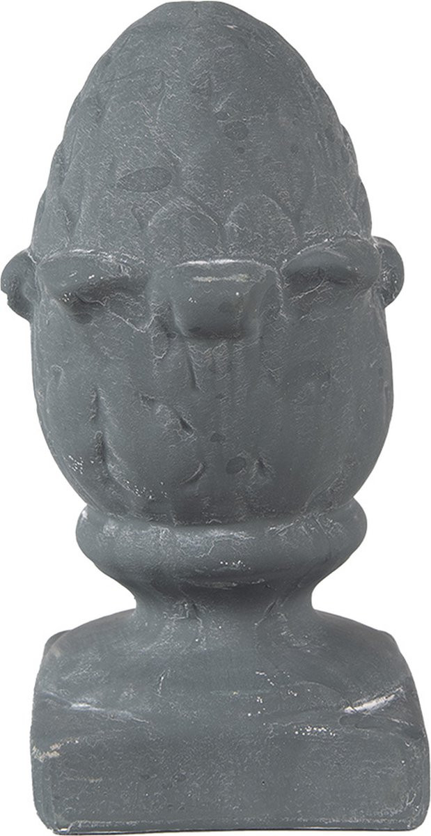 Clayre & Eef Decoratie Dennenappel Grijs Steen H 21 x B 11 x D 11 cm