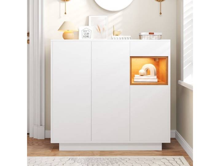 Meuble a chaussures 105x39.5x100.5 cm avec tiroir Armoire à chaussures avec étagères réglables Meuble entree en blanc