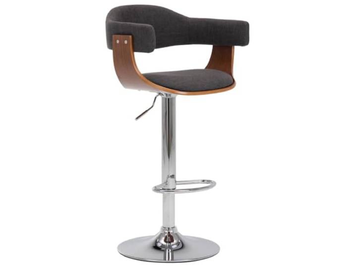 Barhocker, 2-teilig, Grau, gebogenes Holz und Stoff, höhenverstellbar Zeitloses Design, gepolsterte Sitzfläche, integrierte Fußstütze, robuste Eisenstruktur, max. Belastung 110 kg