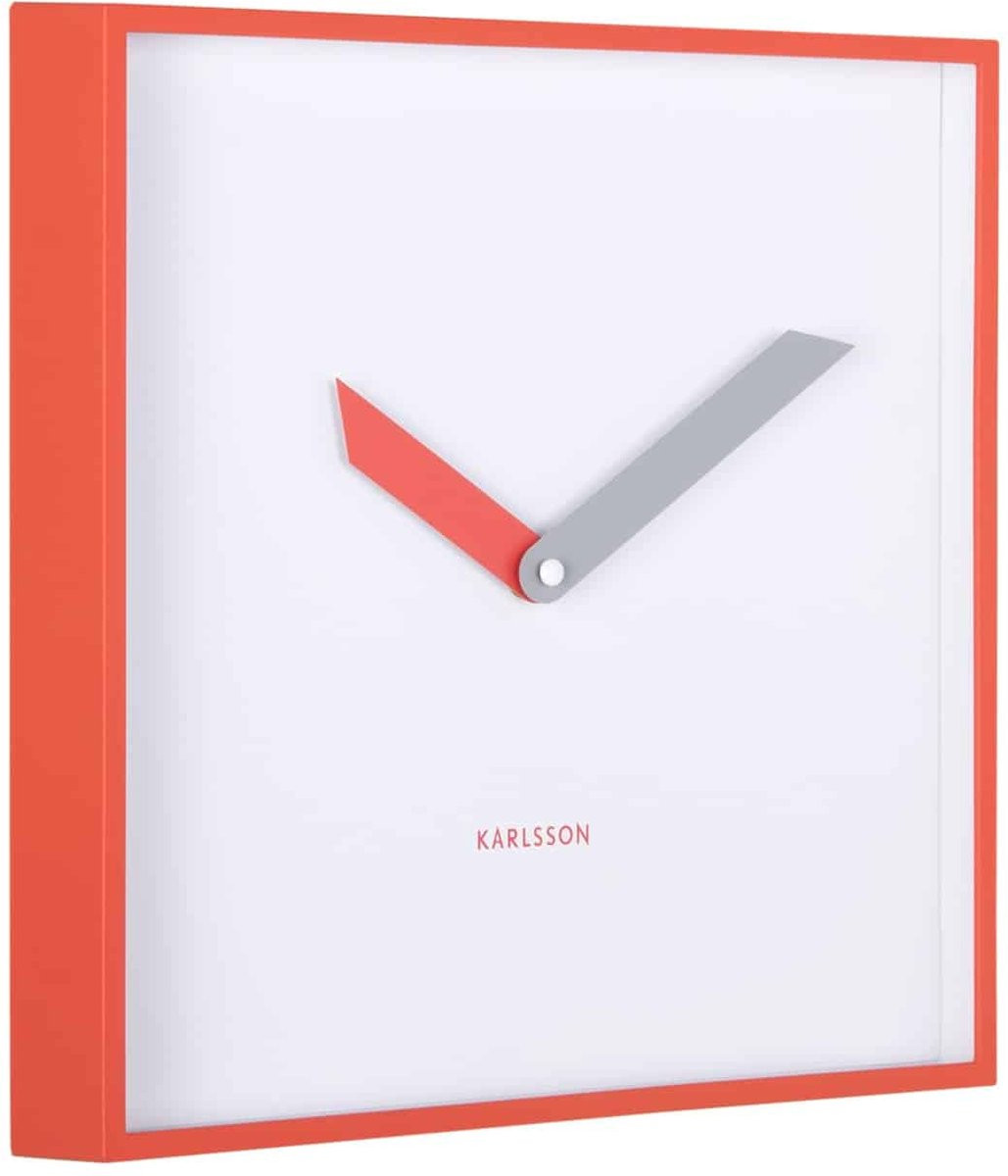 Karlsson Wandklok Cool Retro Cuadrado Rood Modern Wandklok B/D/H: 28,3 x 28,3 x 4,1 cm