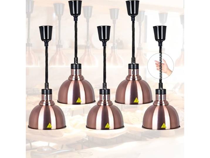 VFDZ Wärmelampe Küche Gastro, 250W Wärmelampe Gastronomie für Speisen 19/25 cm Speisenwärmer Lampe für Buffet, Hängende Lebensmittel Wärmelampe Küche für Essen Höhenverstellbar