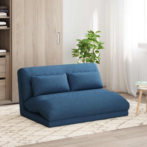 Blauer Bodenstuhl mit Stoffbezug, 110 x 82 x 55 cm, klappbar und verstellbar, mit gepolsterter Rückenlehne für Yoga, Meditation, Computerspiele, Lesen und Büro