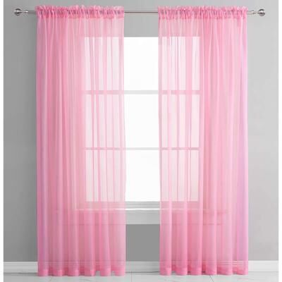 Home Mart Goods "Light Pink Sheer Window Rod Pocket Curtain Set 90"" Inches Long (2 Panels)"