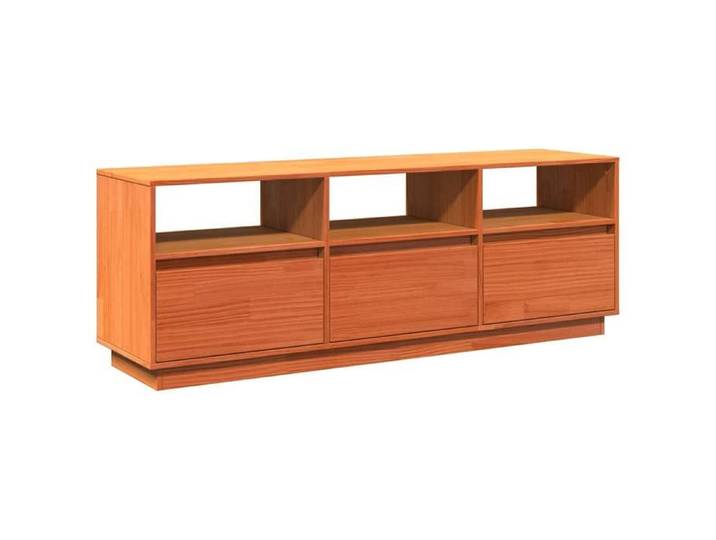 En solde  Meuble TV pour Télévision - CLOUD - Meuble Télé Bas - cire marron 140x37x50 cm bois pin massif LL5051