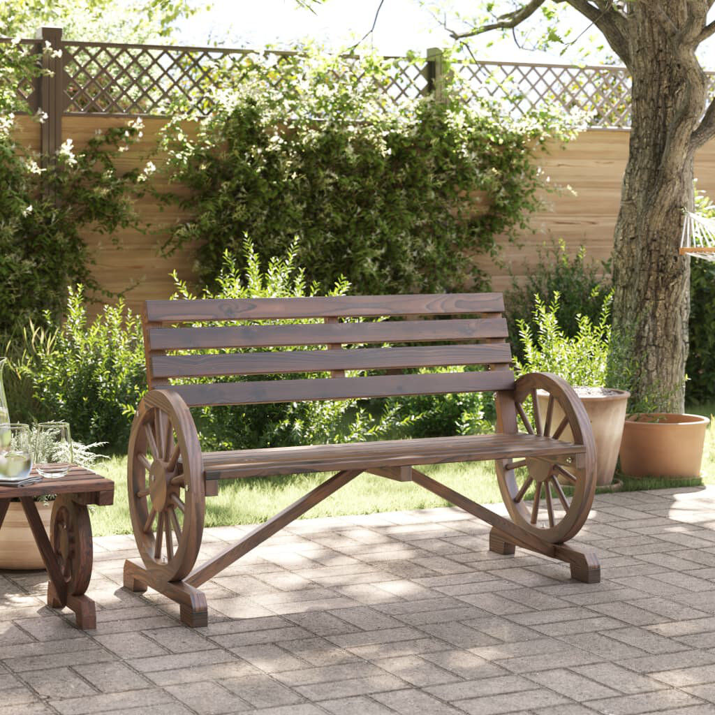 Alpen Home Riko Solid Wood Outdoor Bench Dark brown 77.5cm H X 121.5cm W X 57cm D