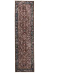 KADIMA DESIGN Flachgewebe Teppich waschbar Rot Vintage Orientalischer Used-Look | 60x230cm