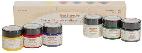 buttinette Glas- und Porzellanmalfarben, 6x 30 ml
