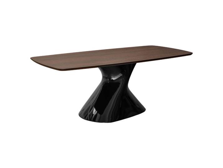 Dieter Knoll Esstisch Louvre, Schwarz, Walnuss, Holz, Metall, Kunststoff, Walnuss, furniert, rechteckig, Säule, 100x76x200 cm, Esszimmer, Tische, Esstische