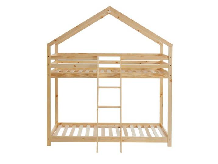 Lit cabane superposé TINY pin naturel 90x190 sommier inclus - Bois