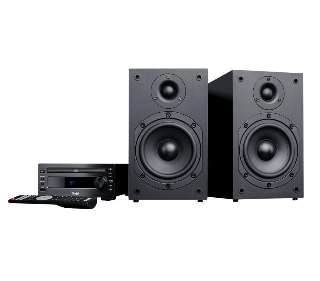 TEUFEL KOMBO 11 Lautsprechersystem Stereo Anlage in schwarz mit Fernbedienung, Radio, DAB+, Alarmfunktion, Bluetooth, USB, CD