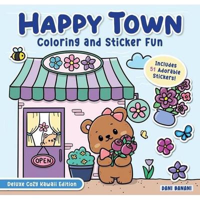 Happy Town Coloring and Sticker Fun, Taschenbuch von Dani Banani, David & Charles, 978-1-64124-479-4