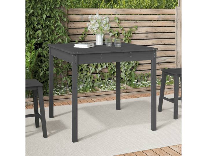 Table de jardin grise 82,5x82,5x76 cm en bois de pin massif, table de jardin extérieure, table de pique-nique, décoration de mobilier d'extérieur