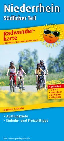 Publicpress - Radwanderkarte Niederrhein - Südlicher Teil: Mit Ausflugszielen, Einkehr- & Freizeittipps, reissfest, wetterfest, beschriftbar und wieder abwischbar. 1:100000 - Preis vom 09.10.2026 07:28:09 h
