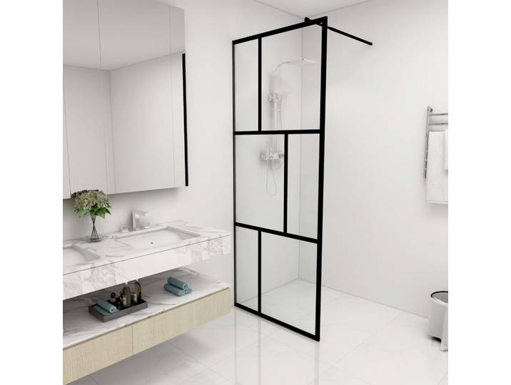 Vidaxl Walk -in Duschwand 80x195 cm gehärtetes Glas schwarz (en anglais)