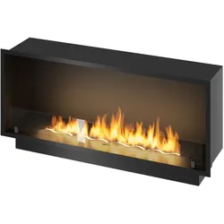 Sololed -  Inside Black 1200 Einbau-Bioethanol-Kamin - Mattschwarz, mit Glas, 4-Liter-Brenner, modernes Design