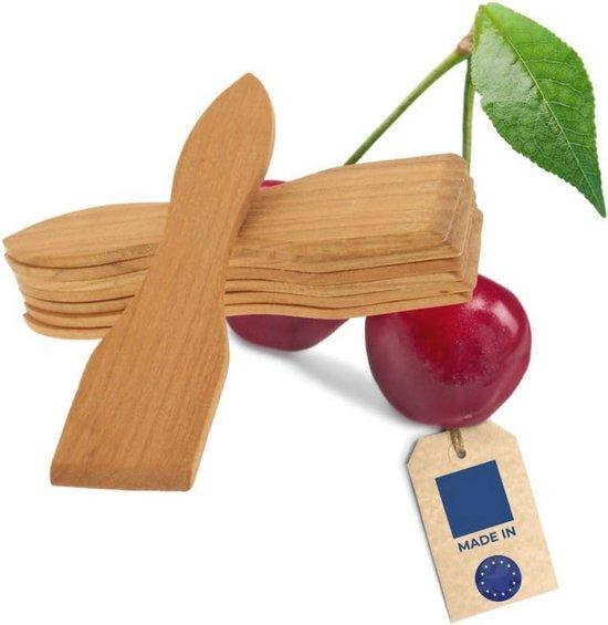 Set van 8 hittebestendige raclette-spatels van kersenhout voor gourmetaccessoires