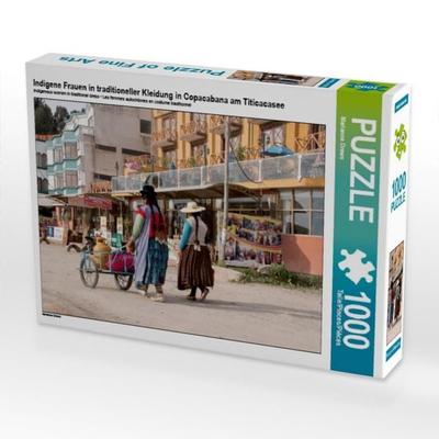 CALVENDO Puzzle Indigene Frauen in traditioneller Kleidung in Copacabana am Titicacasee 1000 Teile Puzzle quer | 1000 Teile Lege-Größe 64 × 48 cm