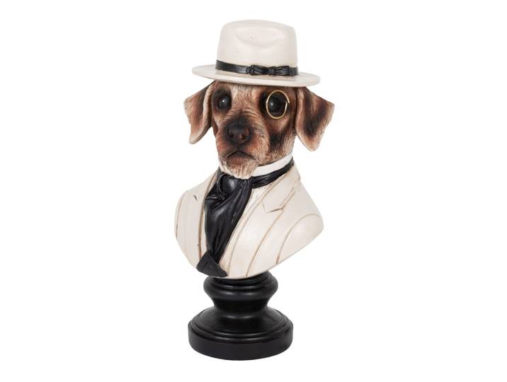 Deko-Hund aus Polyurethan, beige und schwarz