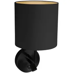 Wandlampe Wandleuchte Bettlampe schwarz Textil Leseleuchte verstellbar H 37 cm