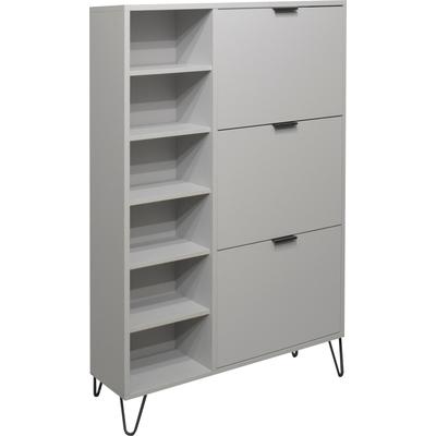 Schuhschrank MÄUSBACHER "Bonnie", grau (kreidegrau matt), B:95cm H:139cm T:25cm, Holzwerkstoff, Schränke, Schuhschrank, Schuhschrank mit Drahtgestell