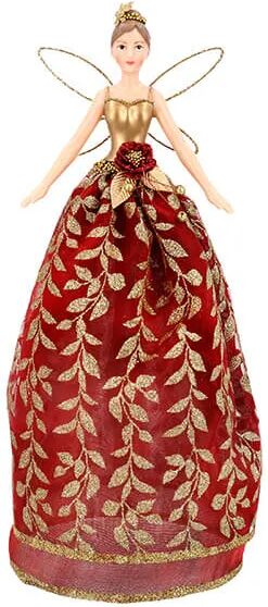 Gisela Graham Red & Gold Leaf Fairy Tree Topper