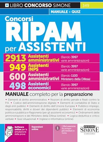 Aa.Vv. - Concorsi RIPAM per ASSISTENTI – 2913 Ass. amministrativi – 949 Ass. INPS – 498 Ass. economici (3997 varie amministrazioni) – 600 Ass. amministrativi ... - Manuale e quiz (Concorsi e abilitazioni) - Preis vom 09.10.2026 07:28:09 h