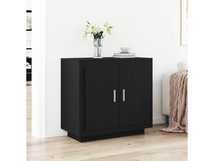 Sideboard Schwarz Eiche 80x40x75 cm Holzwerkstoff Modernes Design mit geräumigem Stauraum für ESS- und Wohnräume Elegante Schwarze Eichenoberfläche Robuste Konstruktion