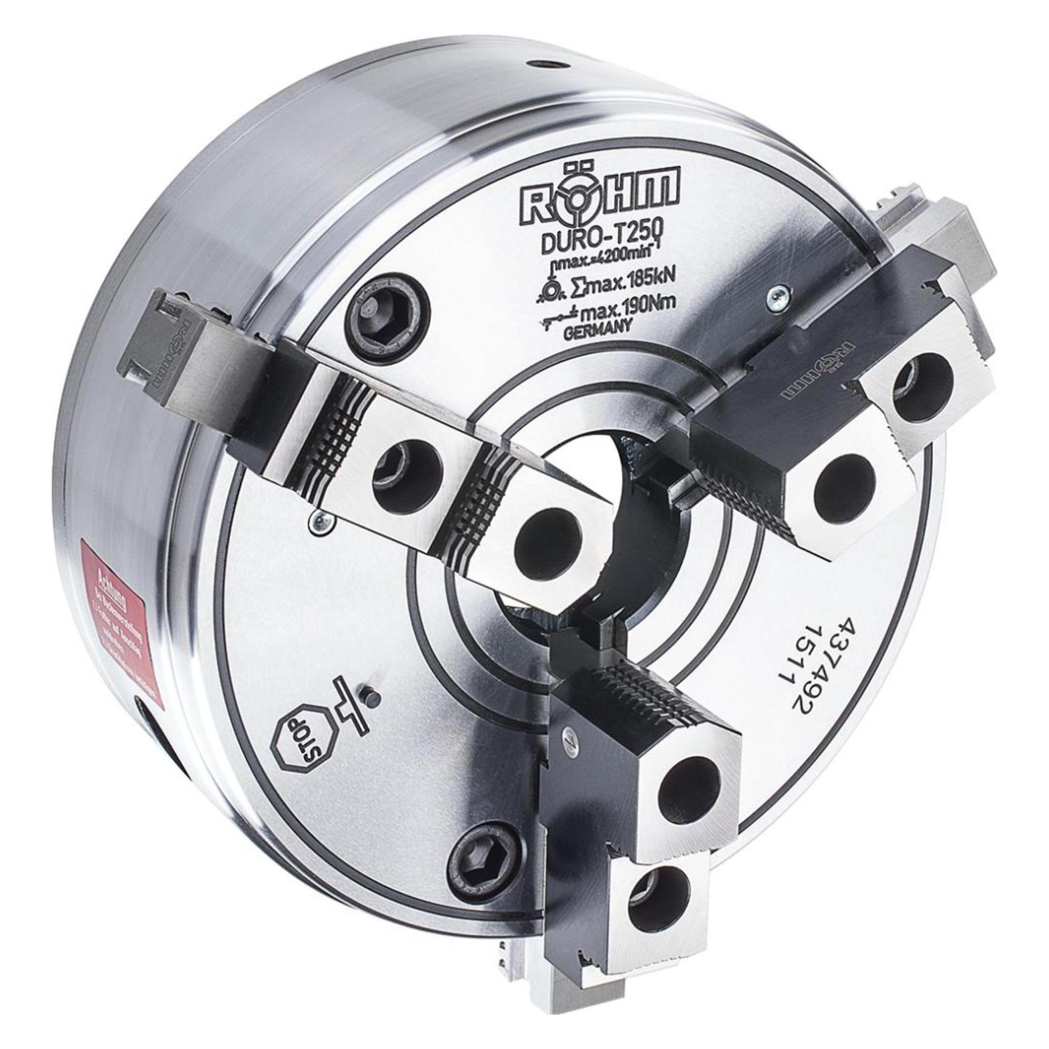 Röhm DURO-T 250, 3-Backen, Zylindrische Zentrieraufnahme, Grund- und Aufsatzbacken (437492)