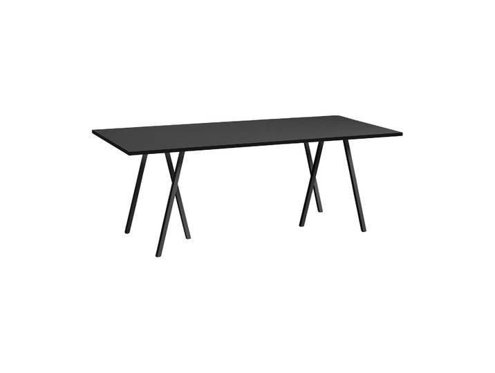 HAY Loop Stand incl. support Esstisch 92,5x200 cm Black-black linoleum-black ash