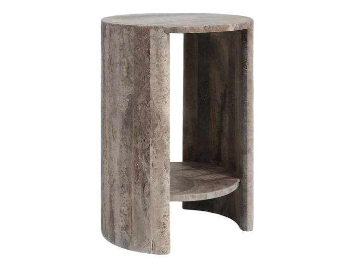 Richmond Ronde Bijzettafel Westin Travertin, Ø40cm - Grijs