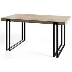 RECHTECKIGER Esszimmertisch ROSA, Größe: 160X90X77 cm, Wohnzimmertisch Farbe: SONOMA, mit Metallbeinen in Farbe Schwarz